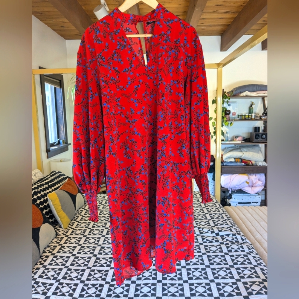 Eloquii midi dress long sleeve red